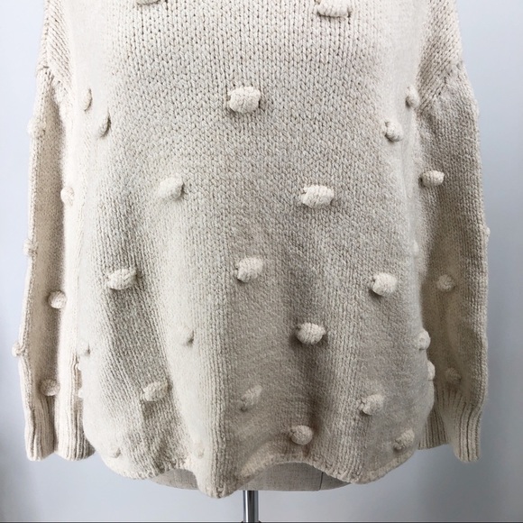 Zara Knit M Cream Chunky Bobble Sweater Pullover Boxy Oversized EUC - Picture 4 of 10